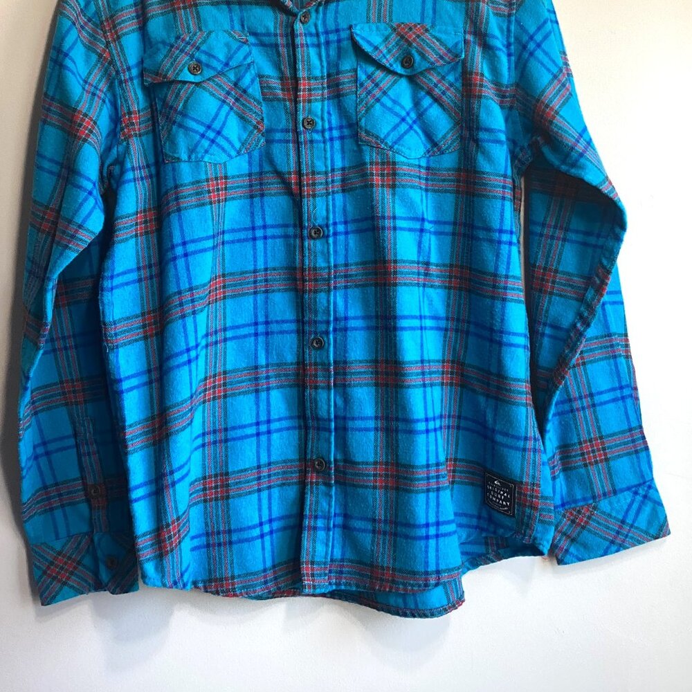 Quicksilver Boy Blue Plaid Button-down Shirt Size L